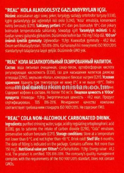 "Real" Kola alkogolsyz gazlandyrylan içgi