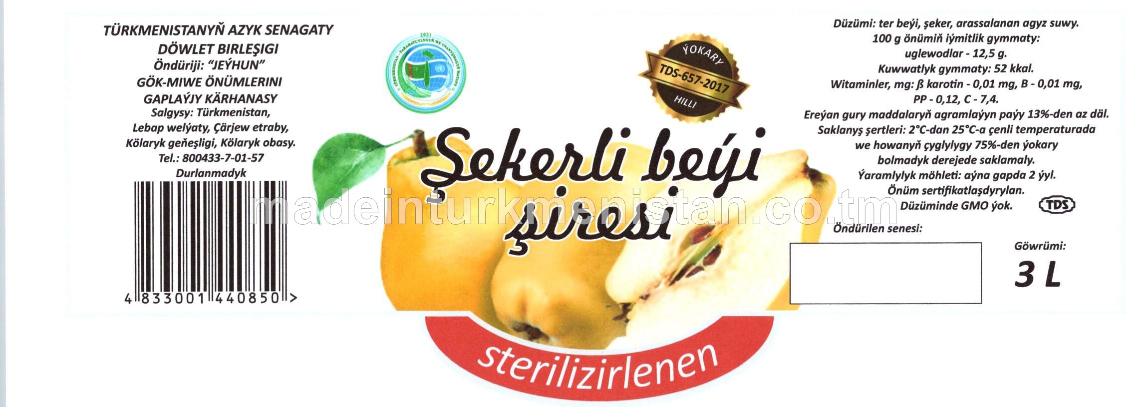 Şekerli beýi şiresi sterizirlenen