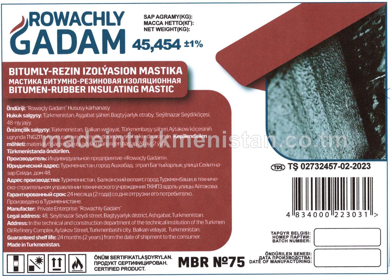 Bitumly-rezin izoliýasion mastika 