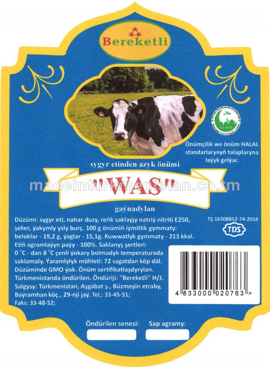 "Was" sygyr etinden azyk önümi gaýnadylan