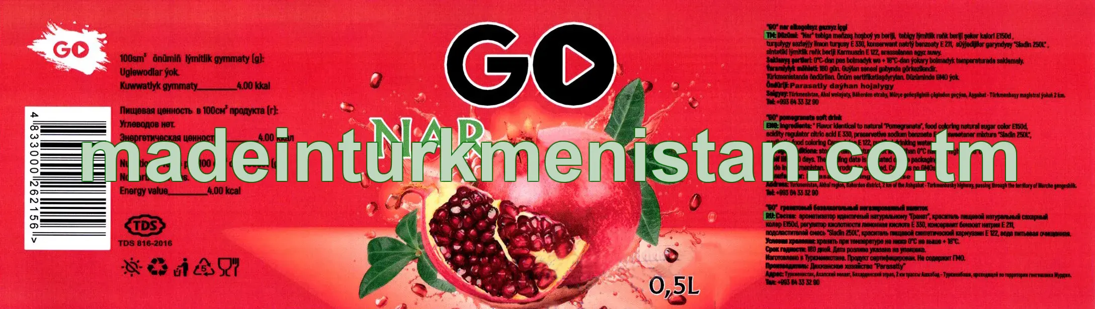 "GO" nar alkogolsyz gazsyz içgi (gyzyl)