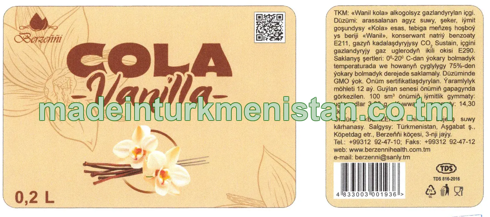 "Wanil Kola" alkogolsyz gazlandyrylan içgi
