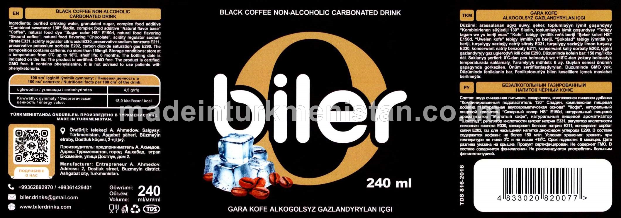 Gara kofe alkogolsyz gazlandyrylan içgi