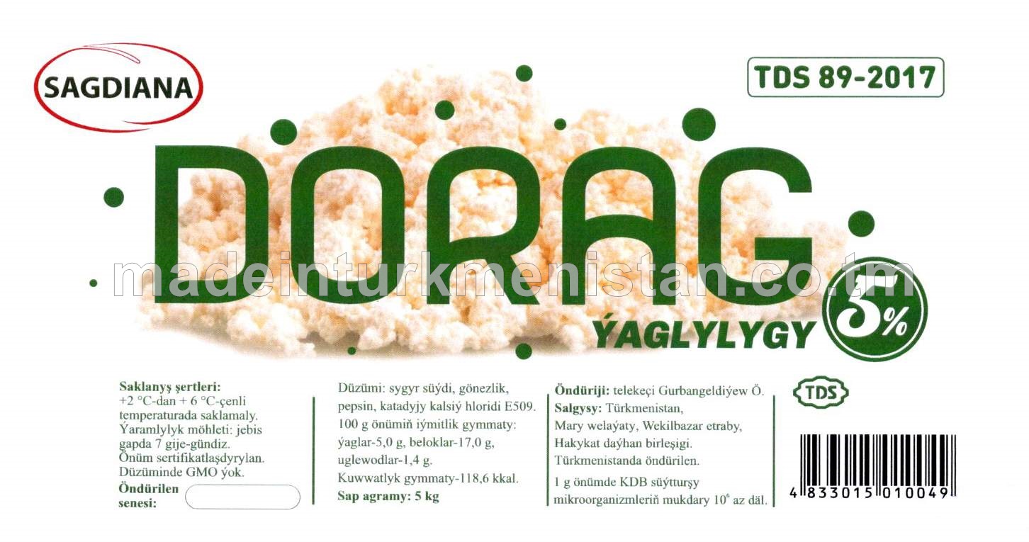 Dorag,  ýaglylygy 5%