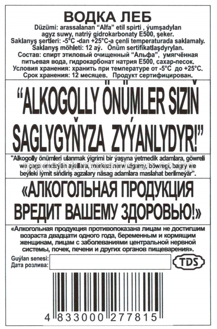 "Leb" aragy. Alk: 40%