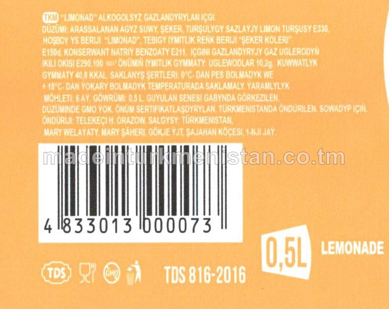 "LIMONAD" alkogolsyz gazlandyrylan içgi