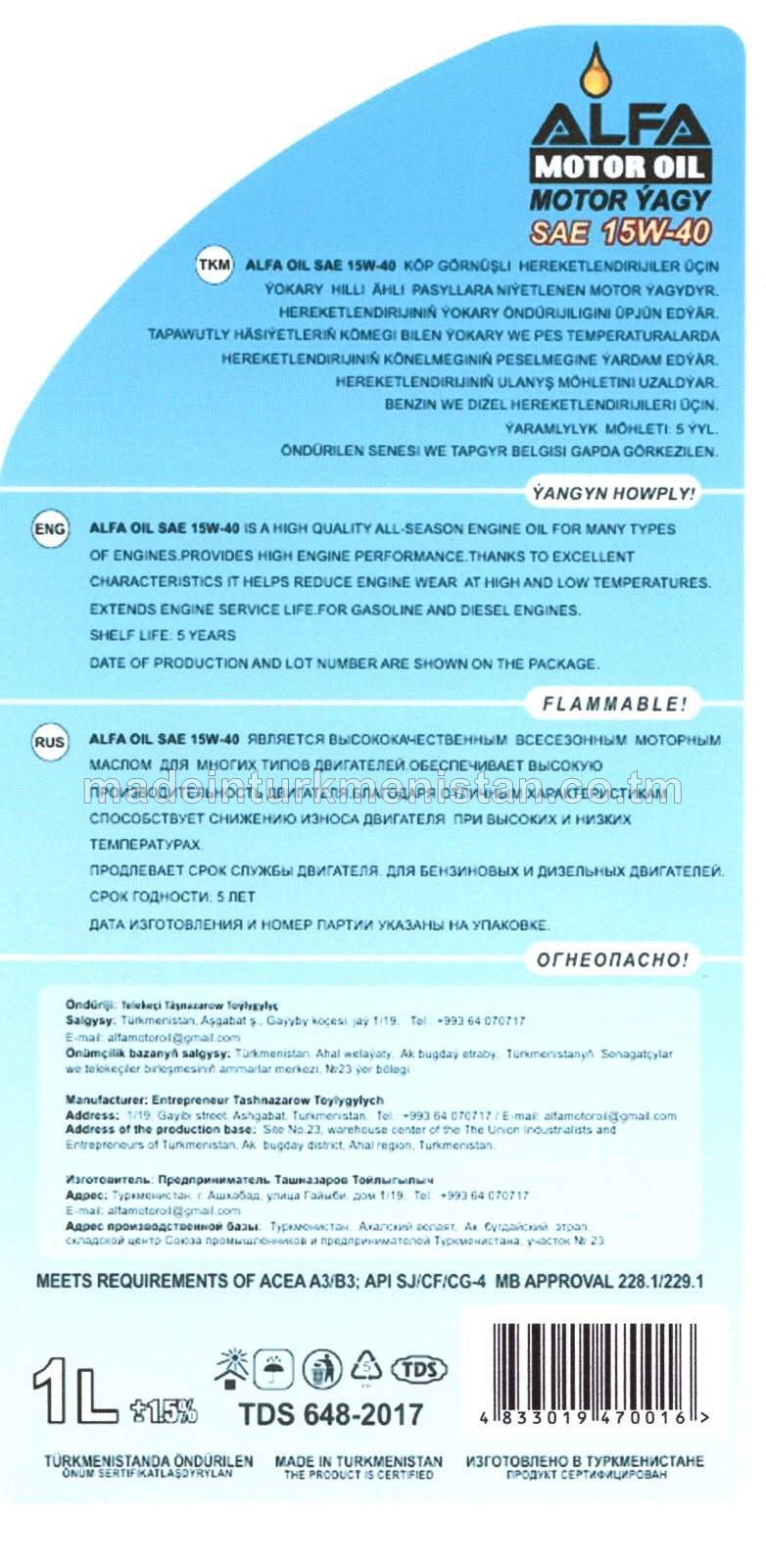 Motor ýagy SAE 15W-40