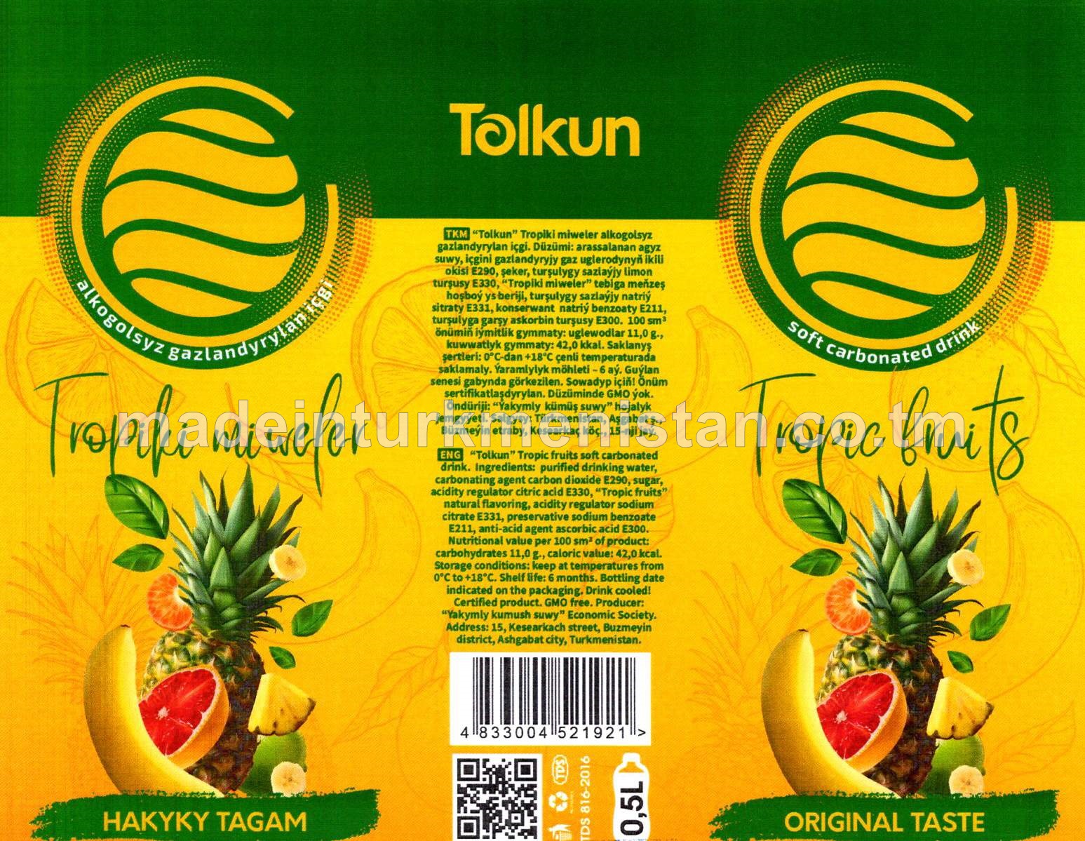 Tropiki miweler alkogolsyz gazlandyrylan içgi