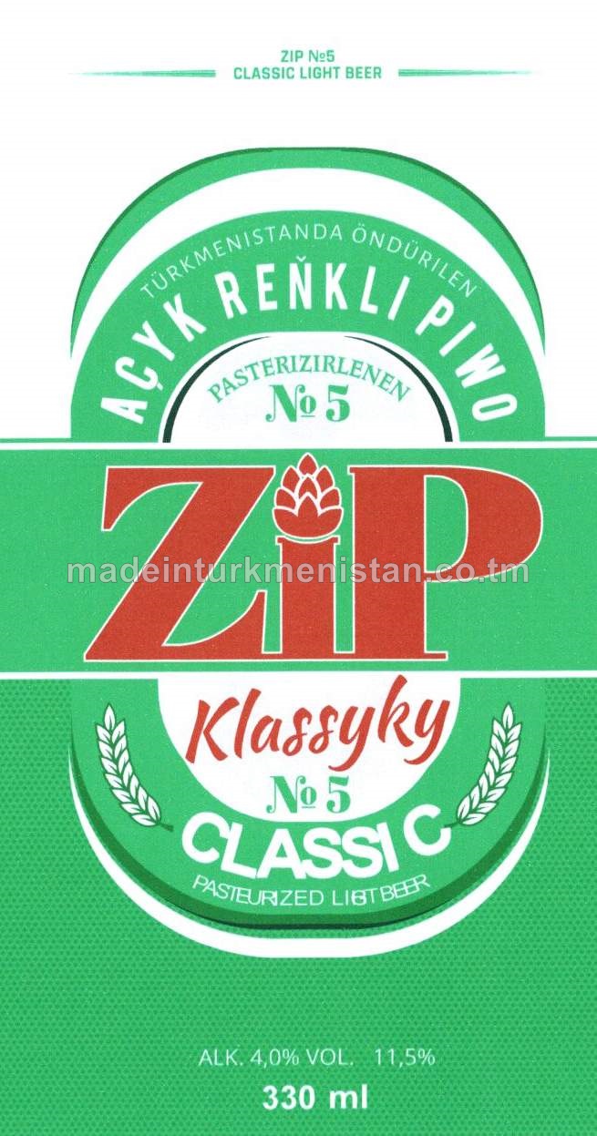 "№5 Klassyky" açyk reňkli piwo, Alk. 4,0%