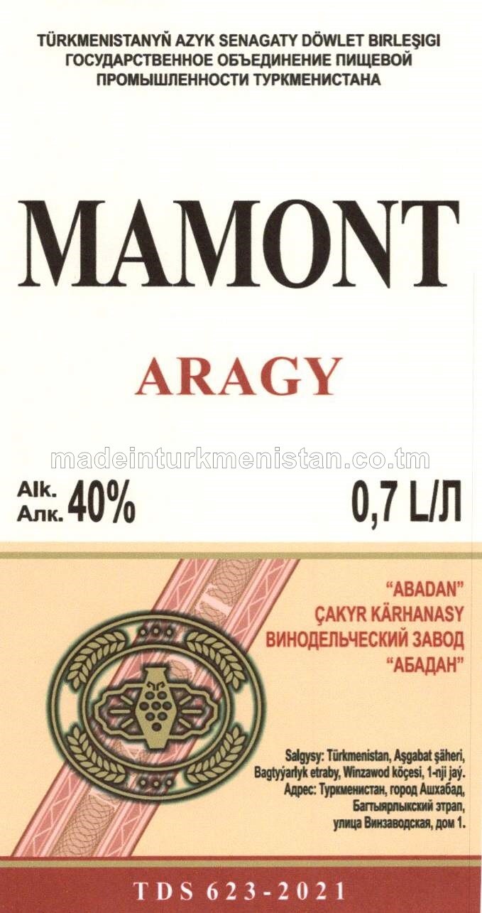 "MAMONT" aragy. Alk: 40%