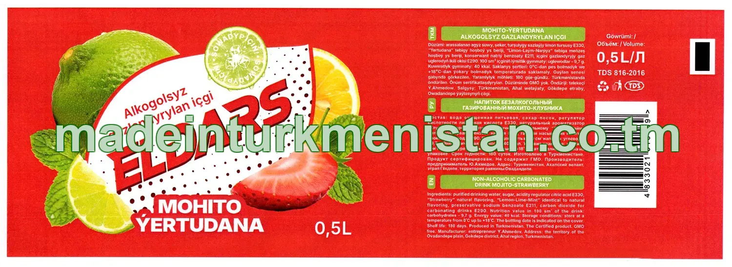 Mohito-ýertudana alkogolsyz gazlandyrylan içgi