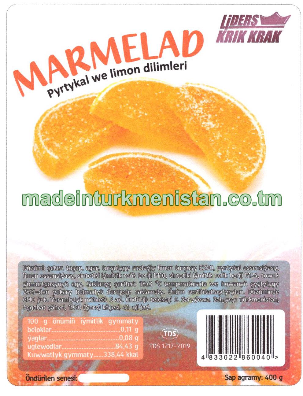 Marmelad pyrtykal we limon dilimleri