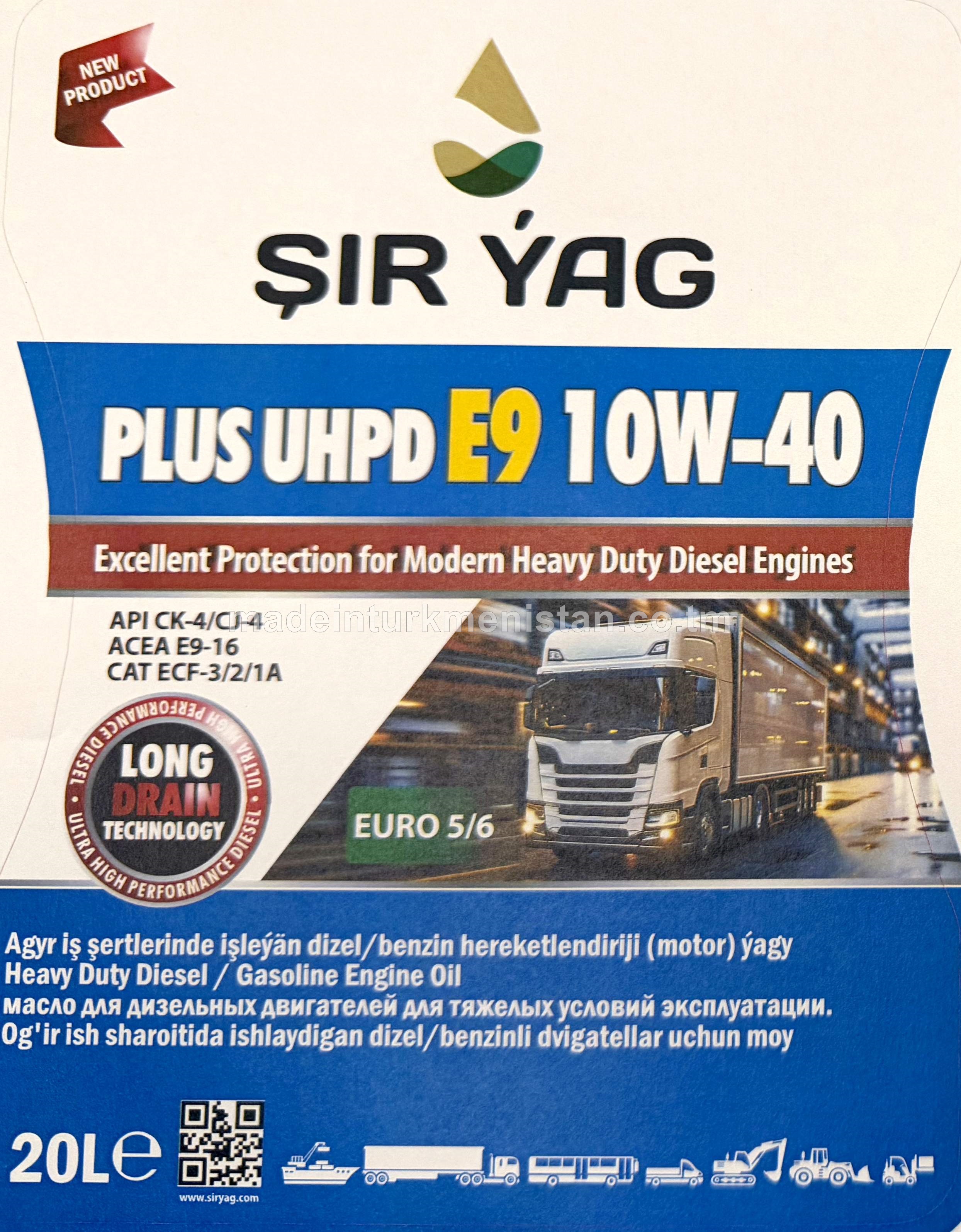 Agyr iş şertlerinde işleýän dizel/benzin hereketlendiriji (motor) ýagy PLUS UHPD E9 10w-40