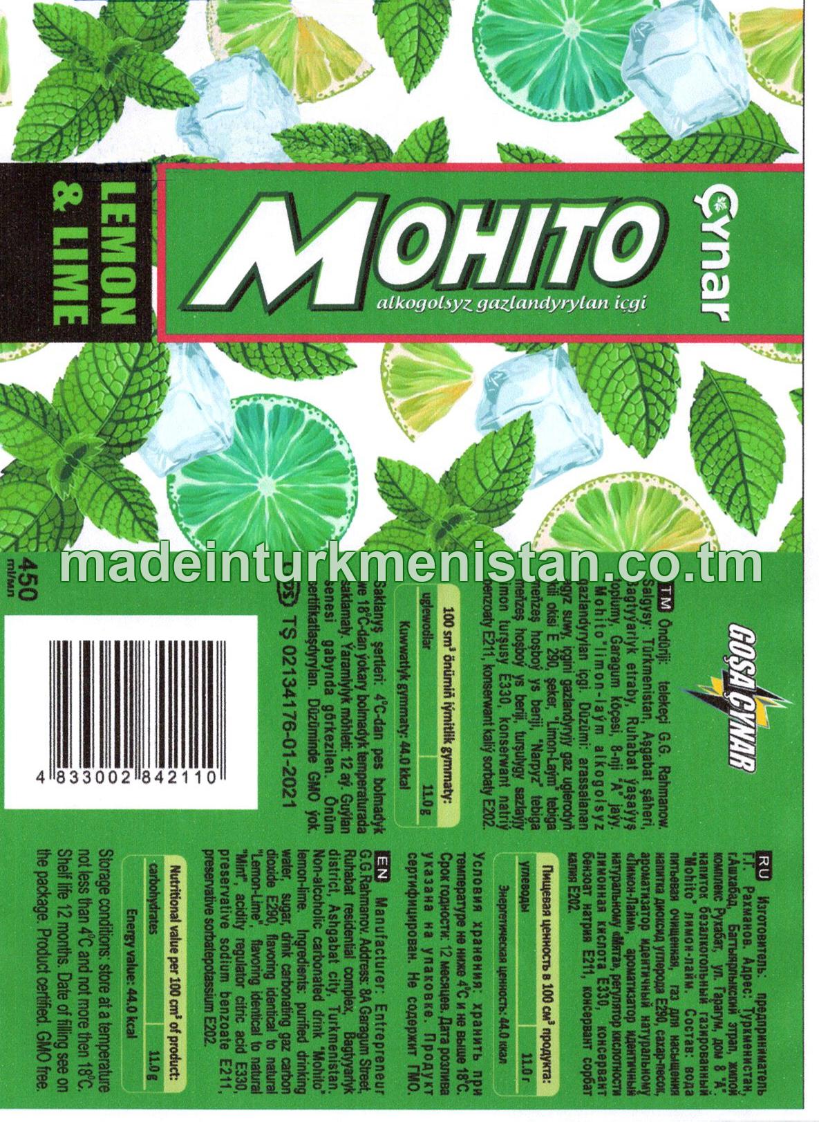 "Mohito Limon-laým" alkogolsyz gazlandyrylan içgi