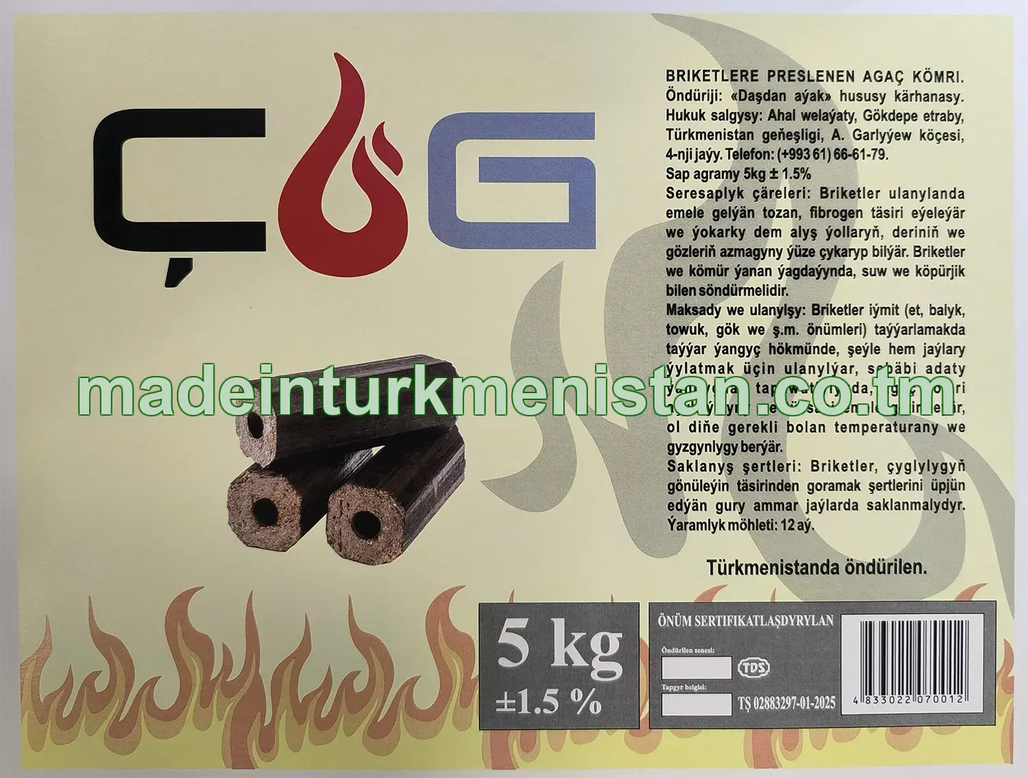 Briketlere preslenen agaç kömri 
