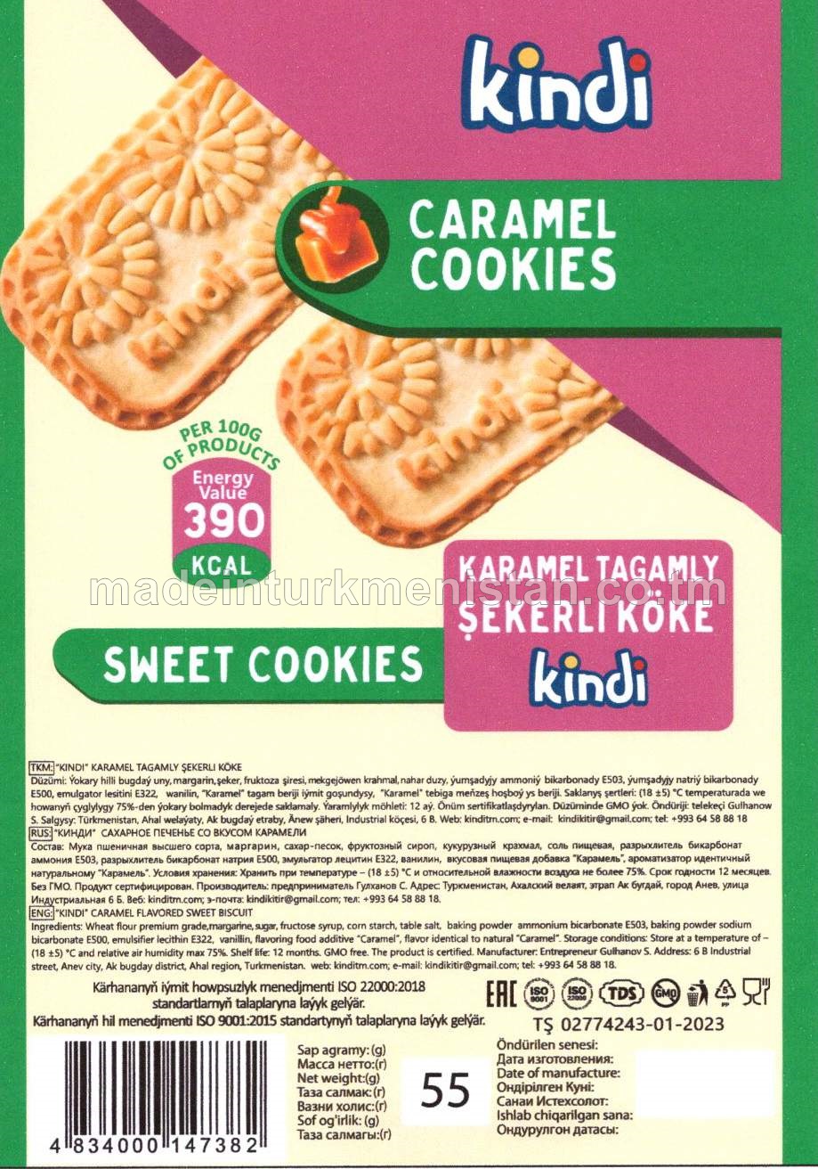 "Kindi" karamel tagamly şekerli köke