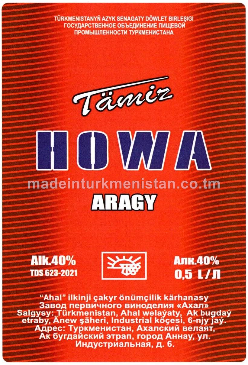 "Tämiz HOWA" aragy. Alk: 40%