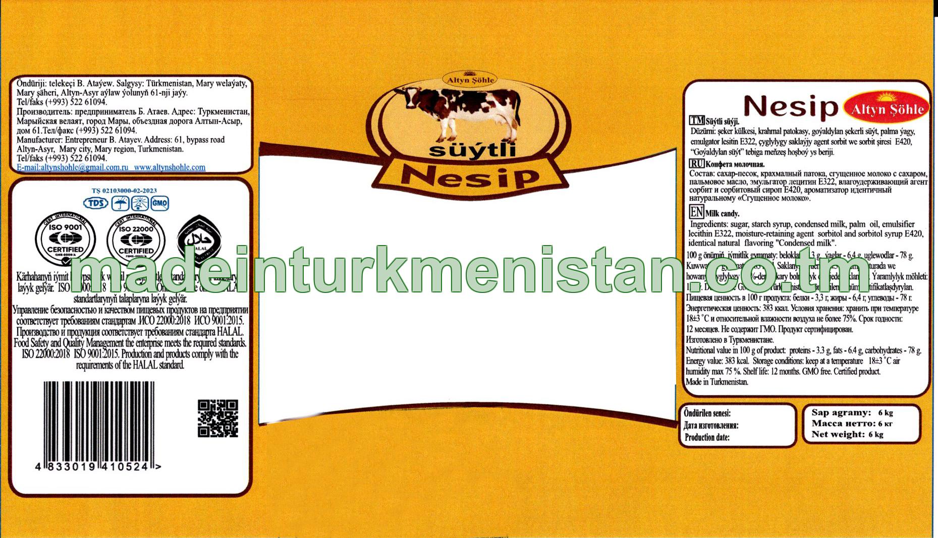 "Nesip" süýtli süýji
