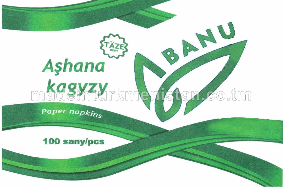 Aşhana kagyzy. 24*24sm, bir gatly, ak reňkli, basylyp nagyşlanan