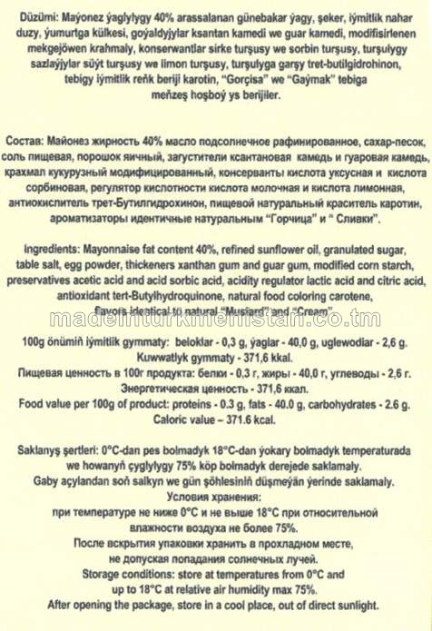 Maýonez ýaglylygy 40% 