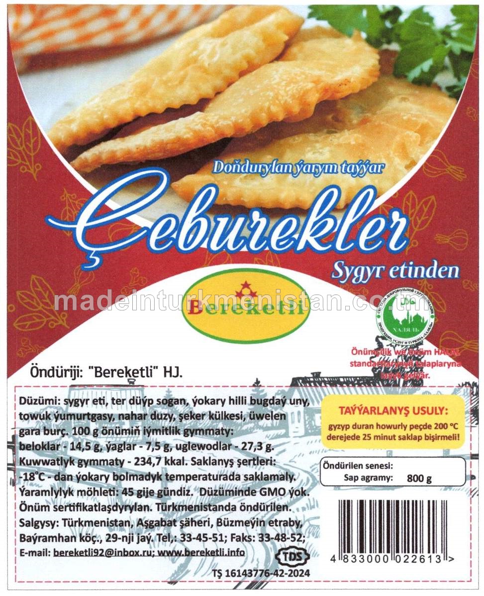 Doňdurylan ýarym taýýar çeburekler sygyr etinden