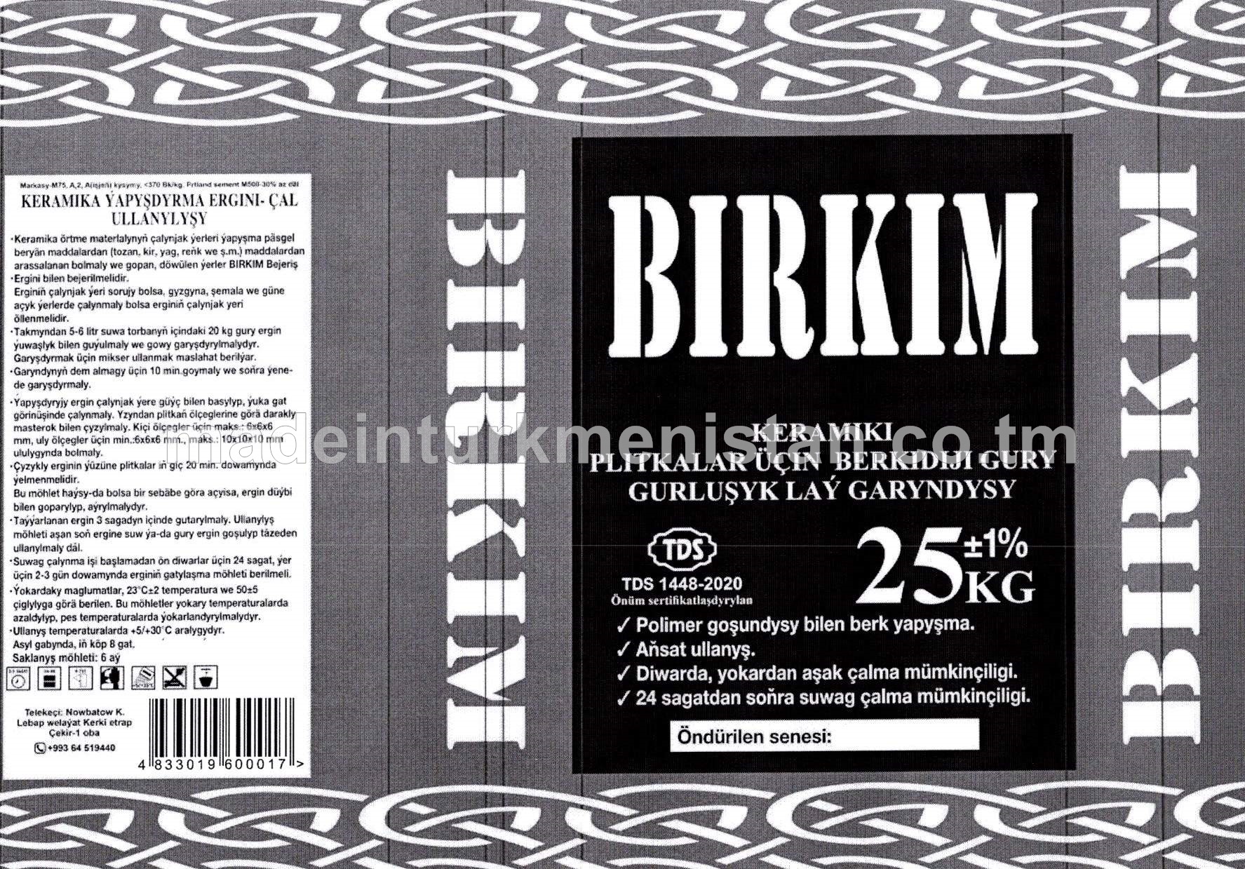 Keramiki plitkalar üçin berkidiji gury gurluşyk laý garyndysy