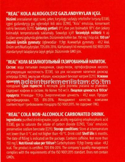 "Real" Kola alkogolsyz gazlandyrylan içgi