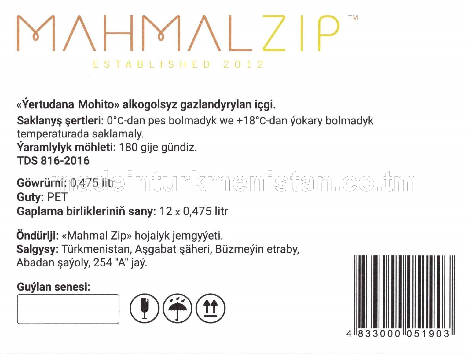 "Ýertudana Mohito" alkogolsyz gazlandyrylan içgi (0.475L)