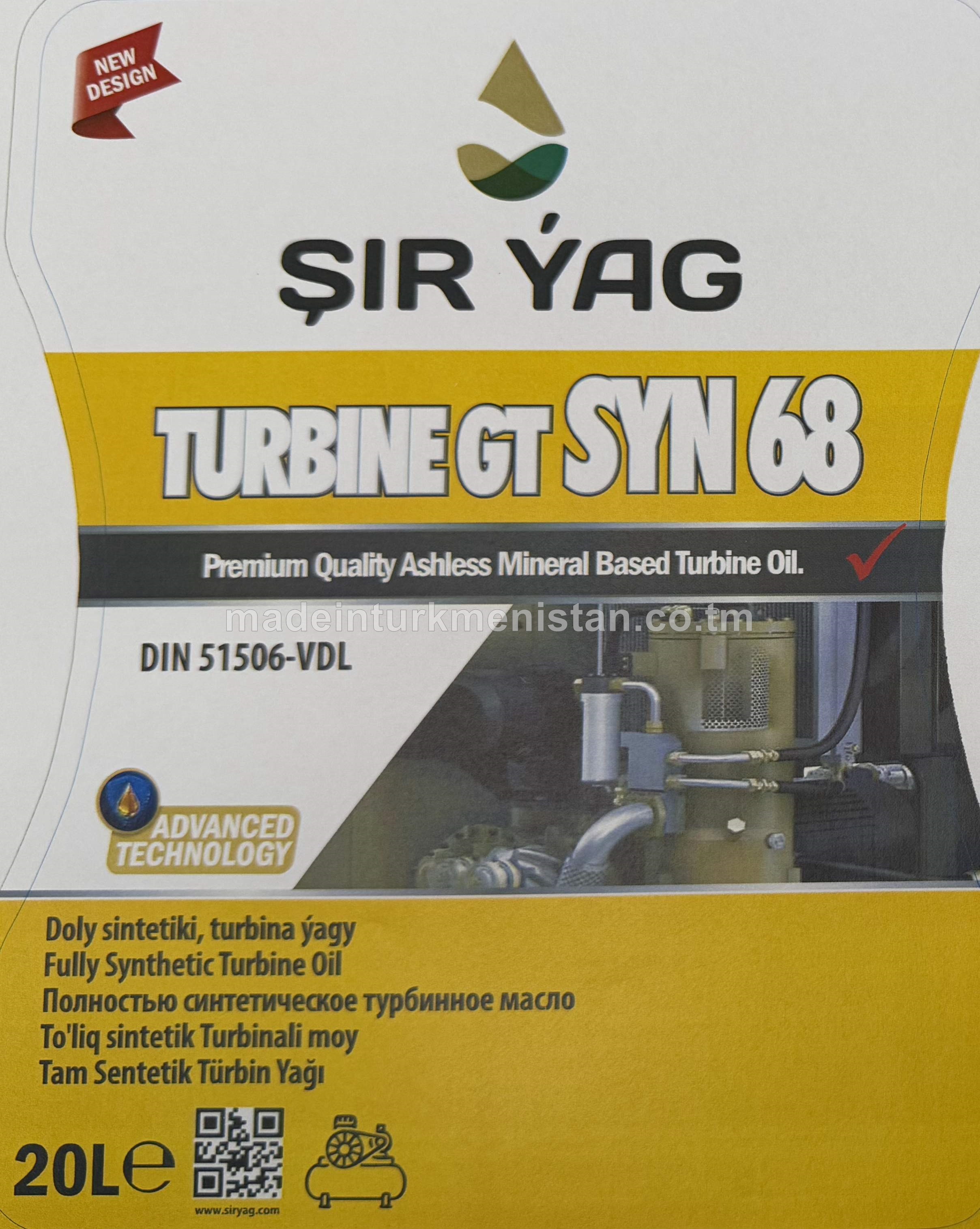 Doly sintetiki, turbina ýagy TURBINE GT SYN 68
