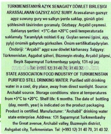 Arassalanan gazsyz agyz suwy