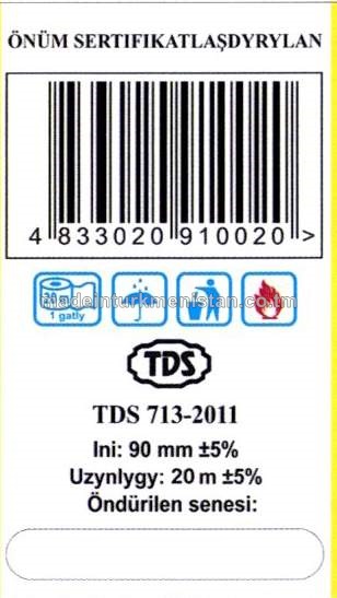 "Ebedi" hajathana kagyzy. 1 gatly, uzynlygy 20m, ini 90mm