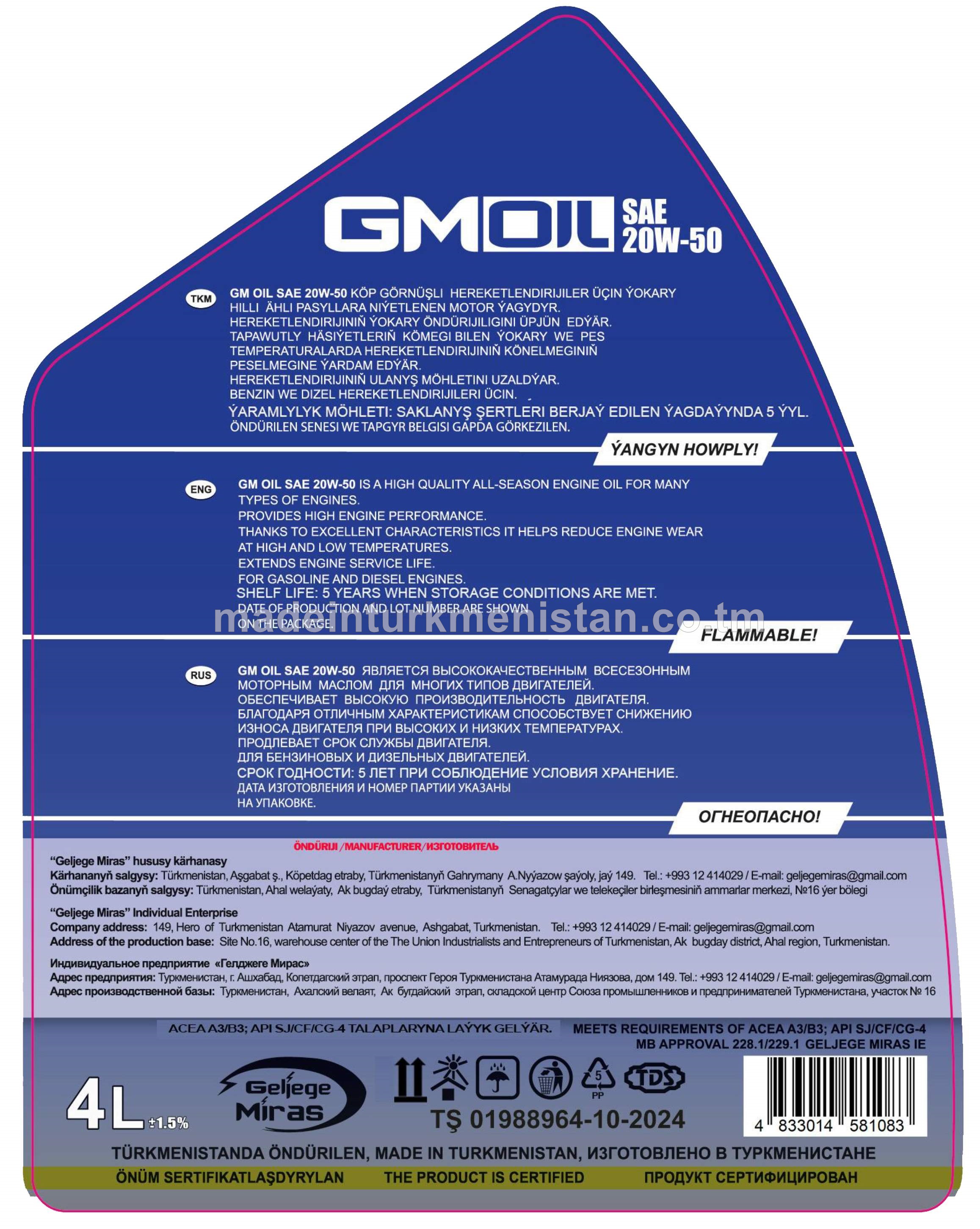 Motor ýagy SAE 20W-50