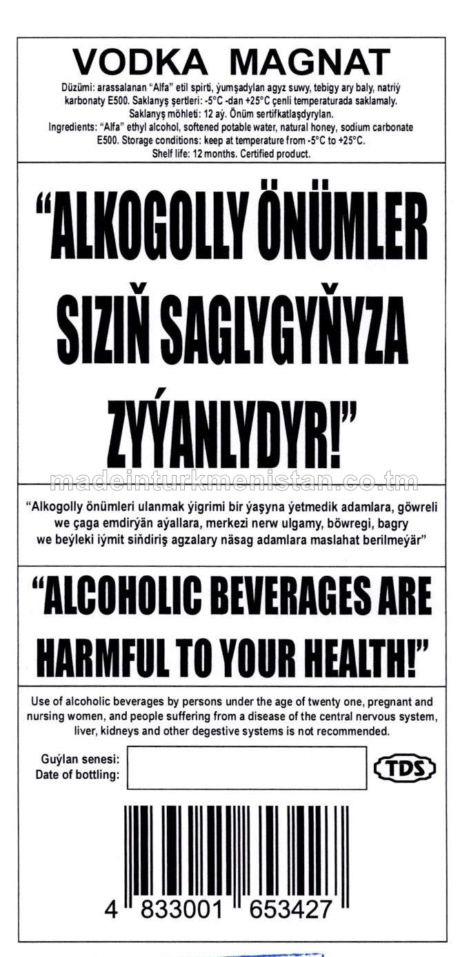 "MAGNAT" aragy. Alk: 40%