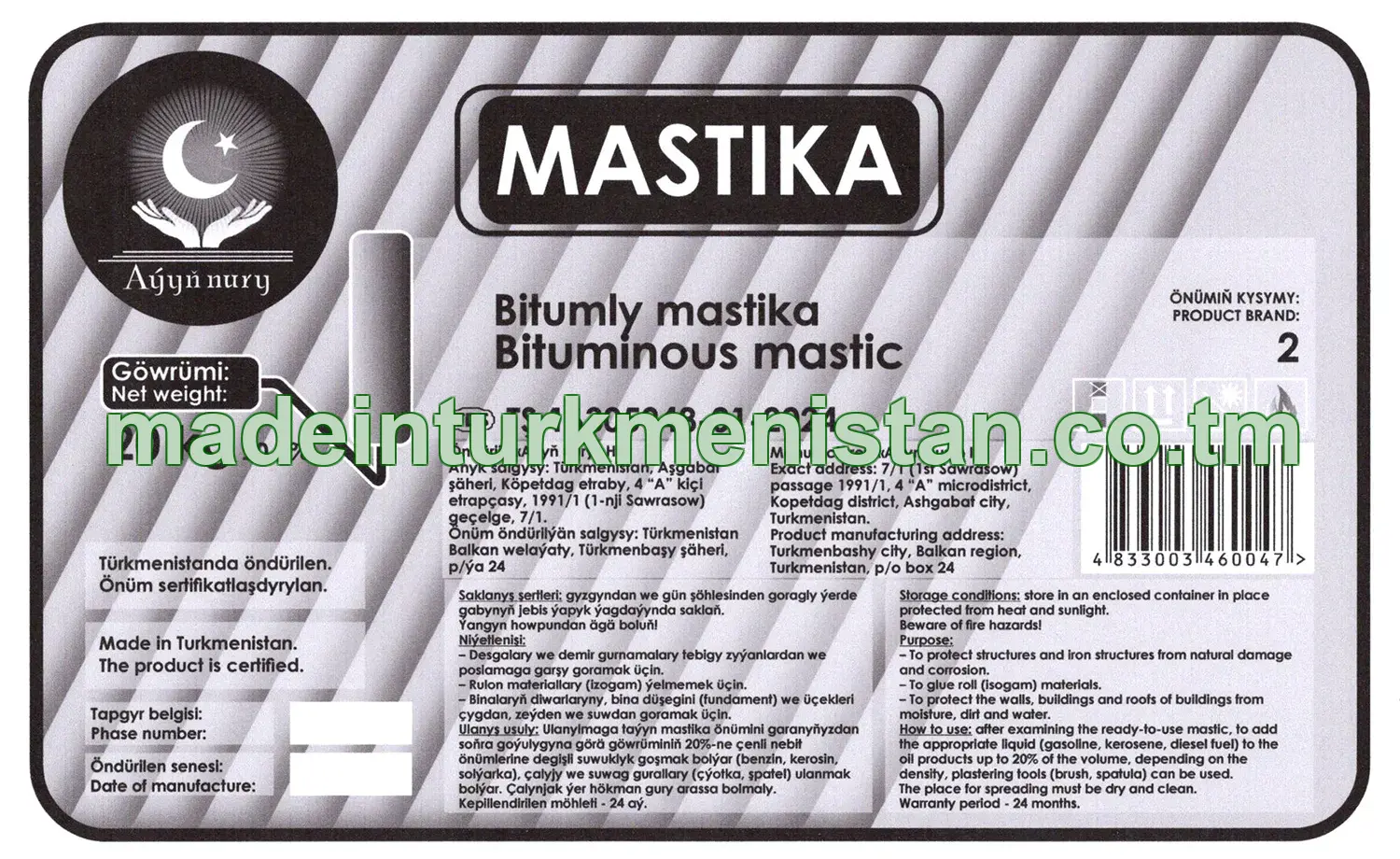 Bitumly mastika. Önümiň kysymy: 2