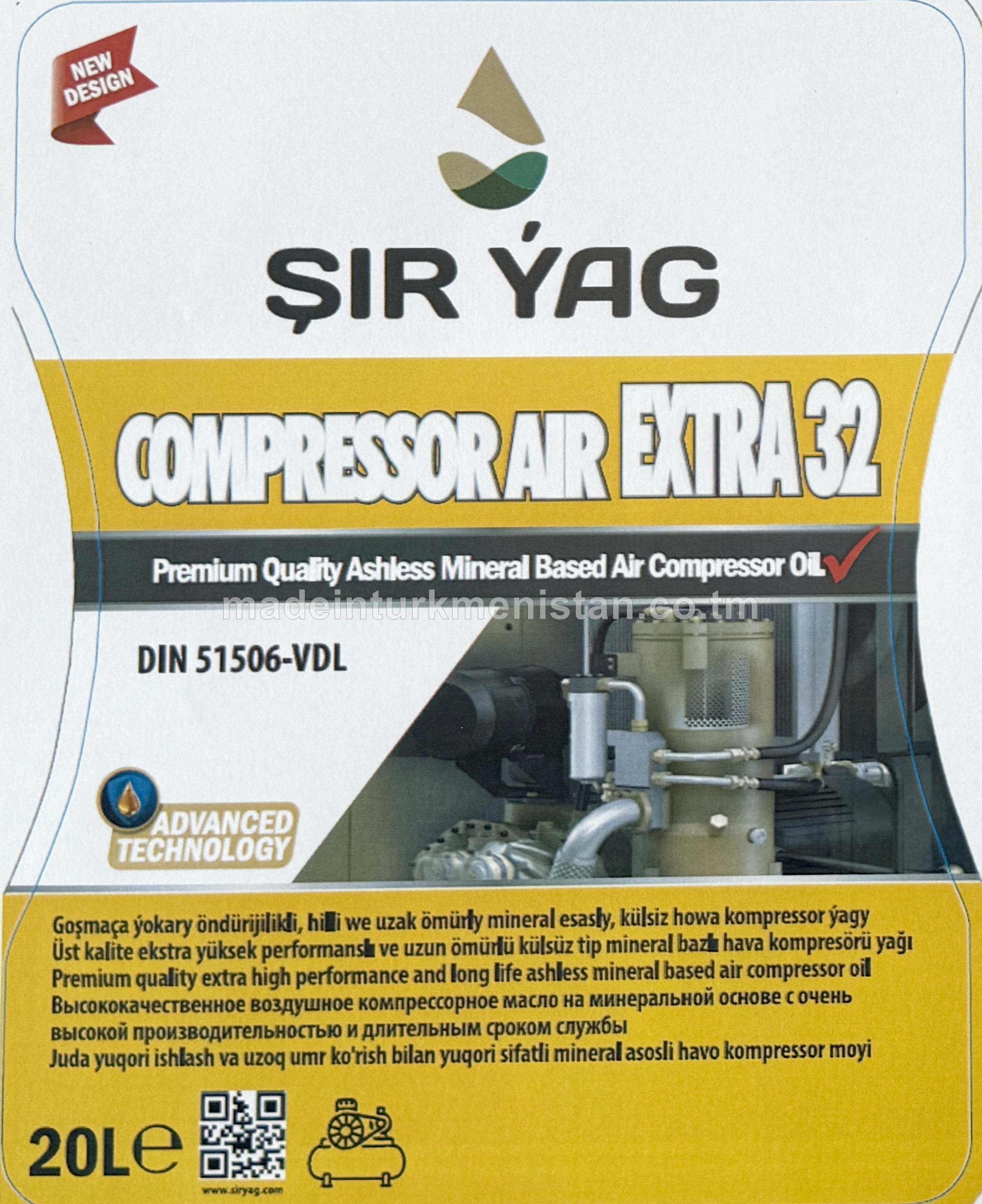 Ýokary öndürüjikli, hilli we uza ömürli mineral esasly, külsiz howa kompressor ýagy COMPRESSOR AIR EXTRA32