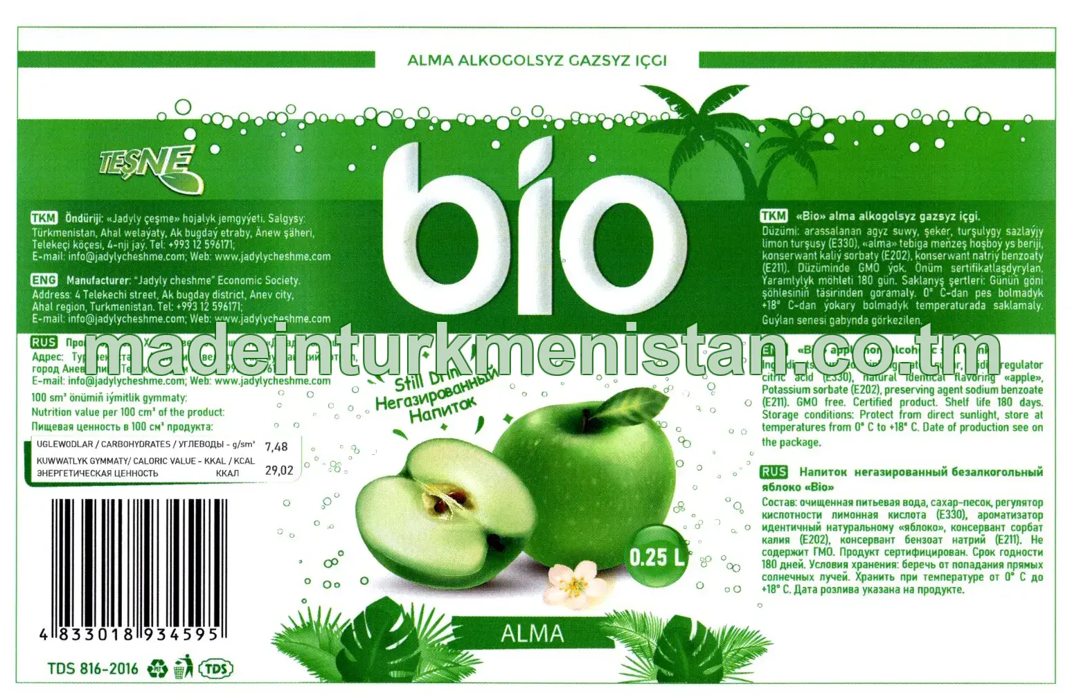 "Bio" alma alkogolsyz gazsyz içgi