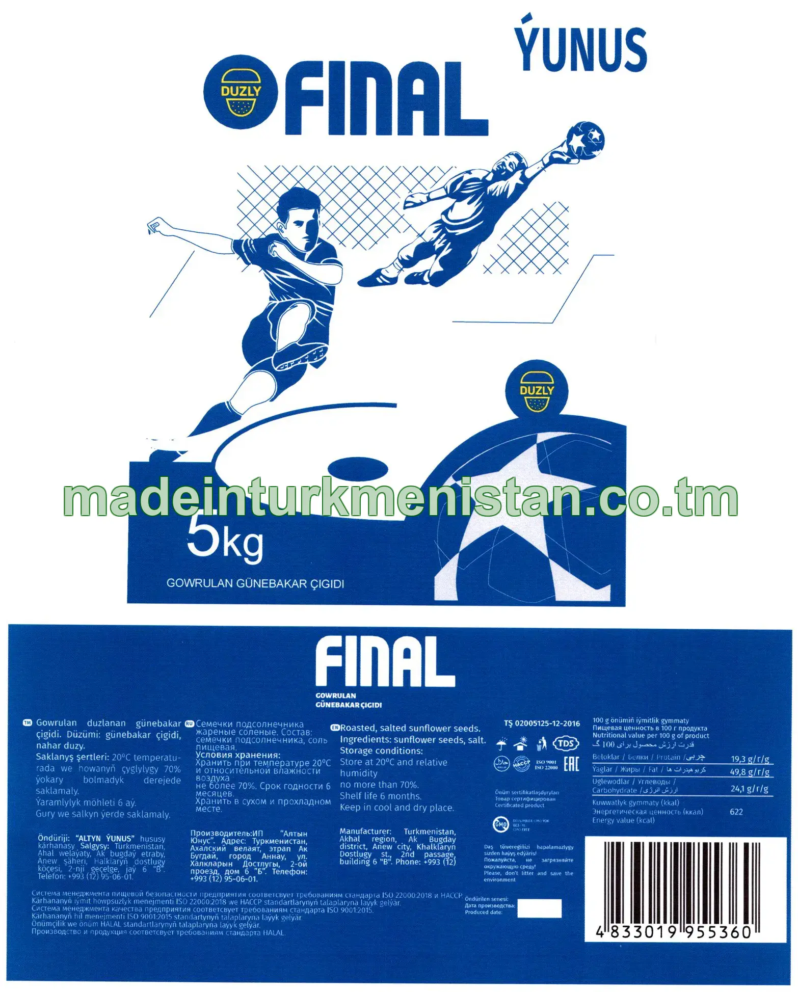 "FINAL" gowrulan duzlanan günebakar çigidi 