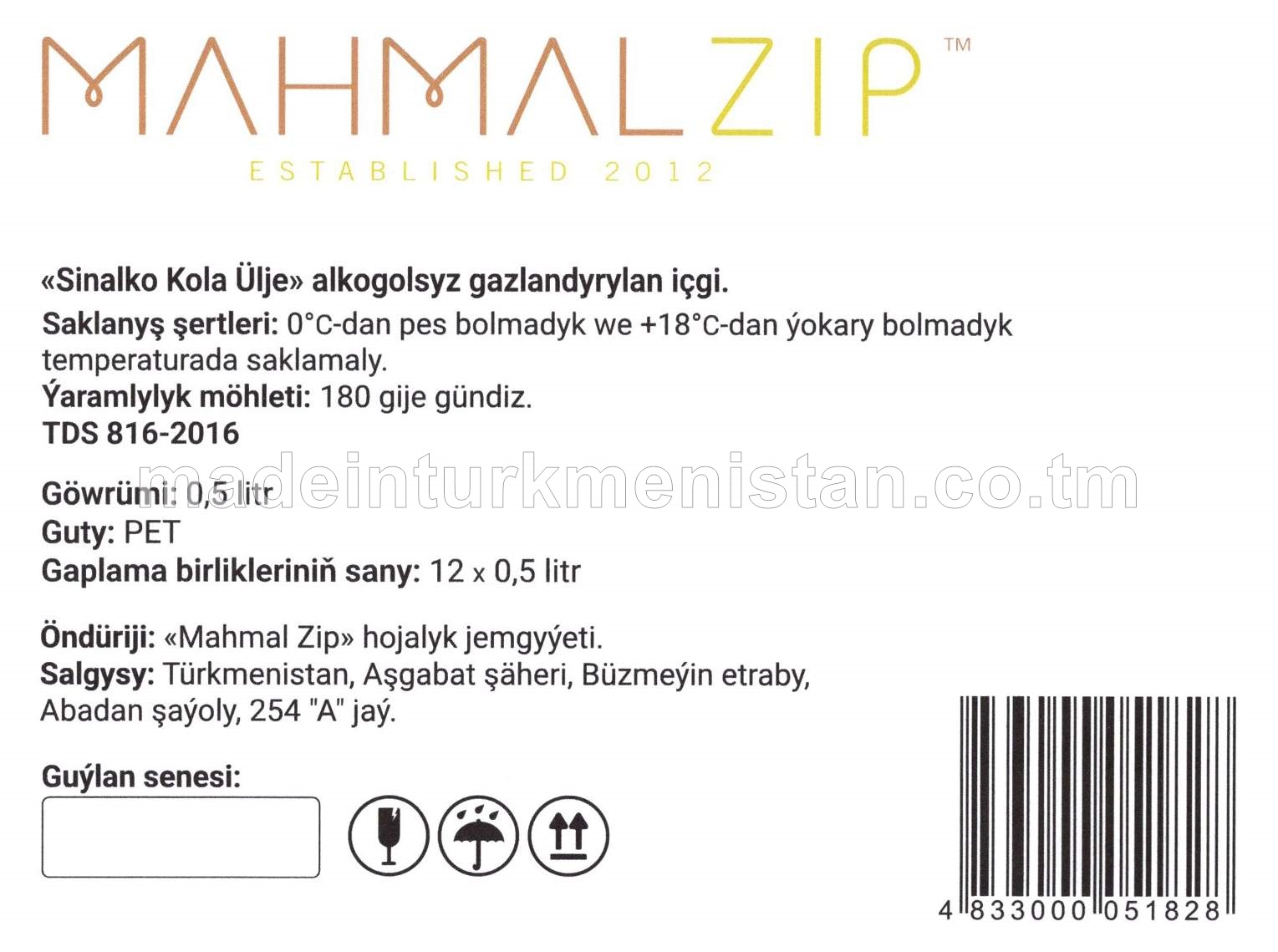 "Sinalko Kola Ülje" alkogolsyz gazlandyrylan içgi (0.5L)