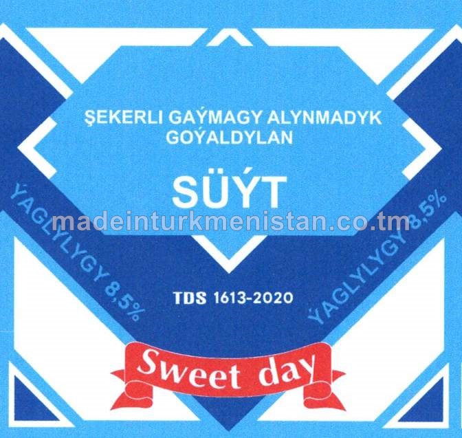Şekerli gaýmagy alynmadyk goýaldylan Süýt, ýaglylygy 8,5% (Tm)