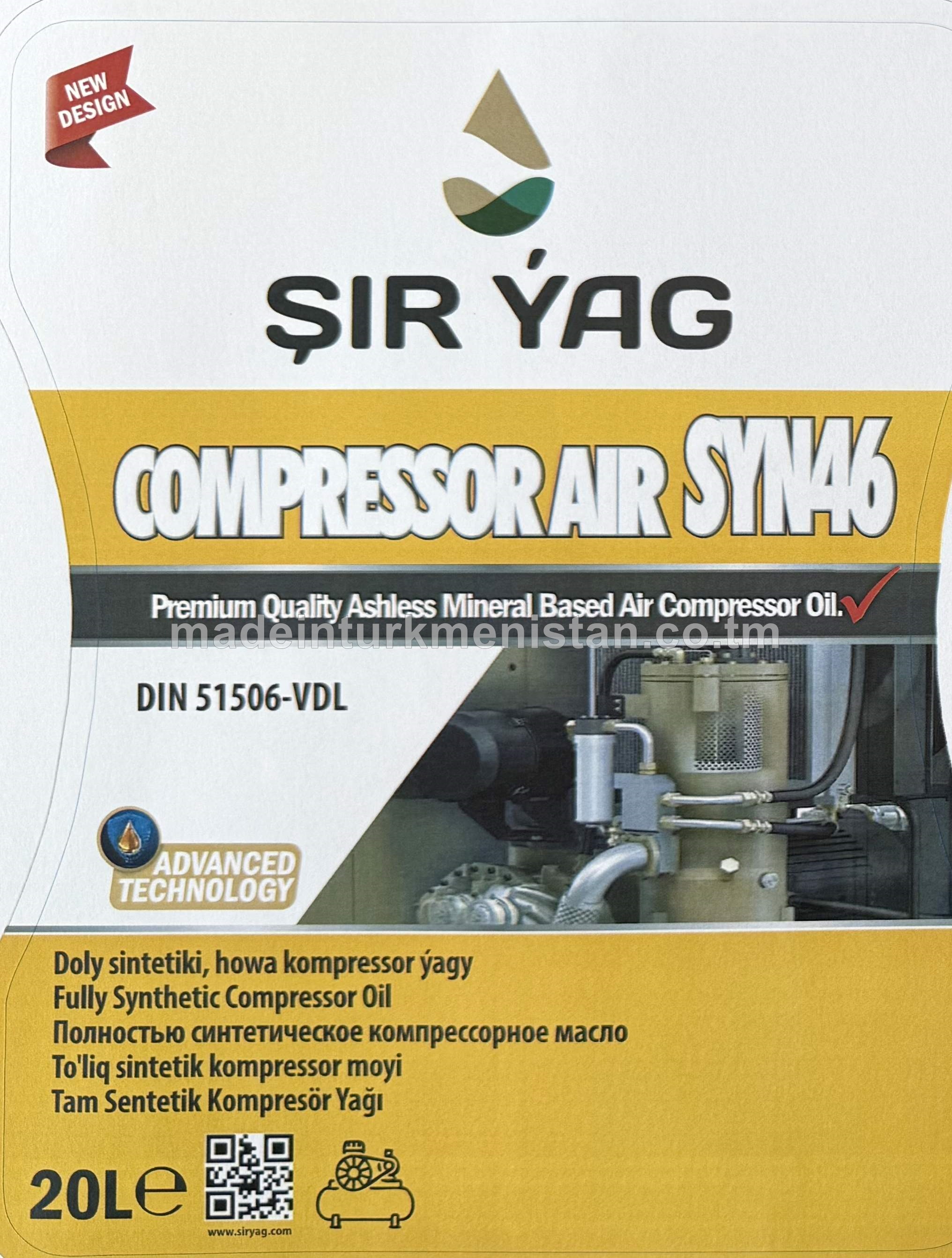 Doly sintetiki, howa kompressor ýagy SYN46