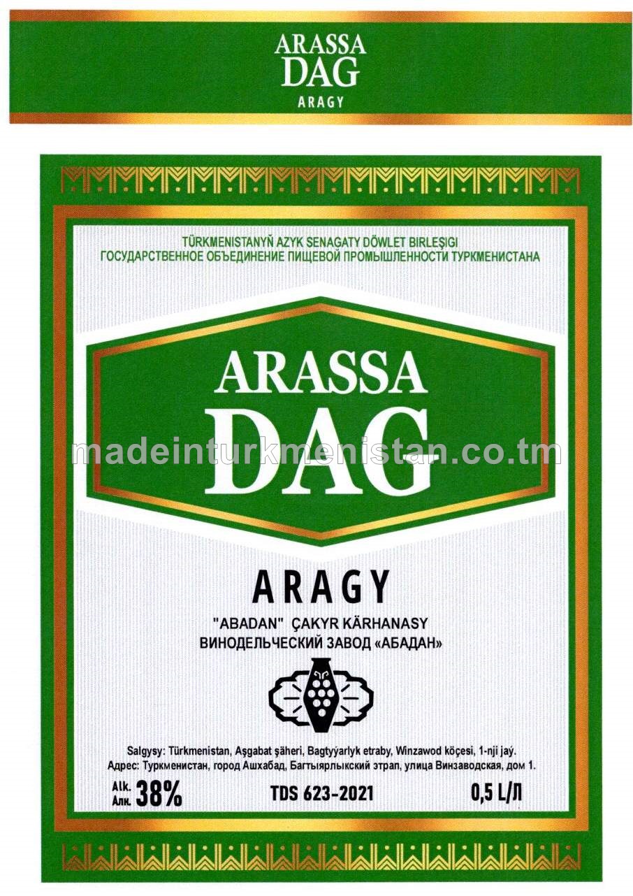 "Arassa dag" aragy. Alk: 38%