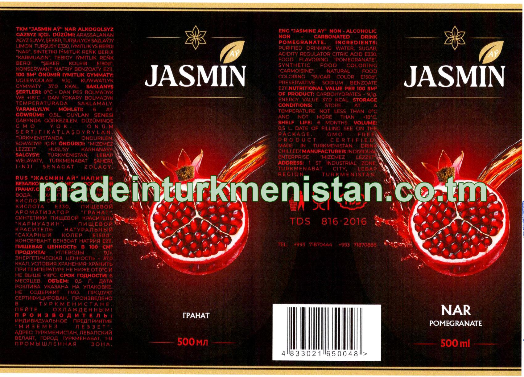 "Jasmin Aý" Nar alkogolsyz gasyz içgi
