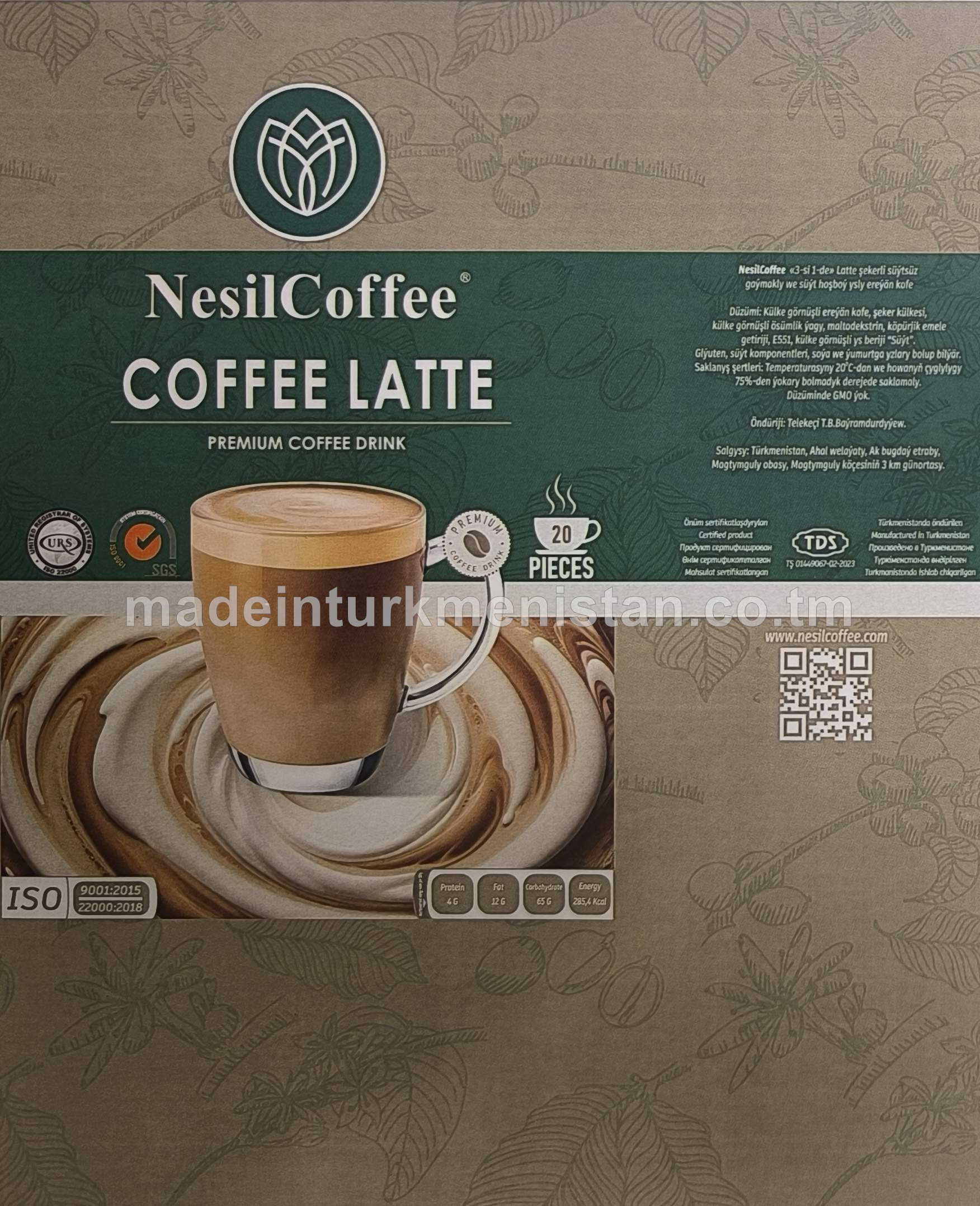 NesilCoffee Instant coffee "3-in-1" Latte with milk flavoured and sugar, non-diary creamer (20 pcs x 20g)
