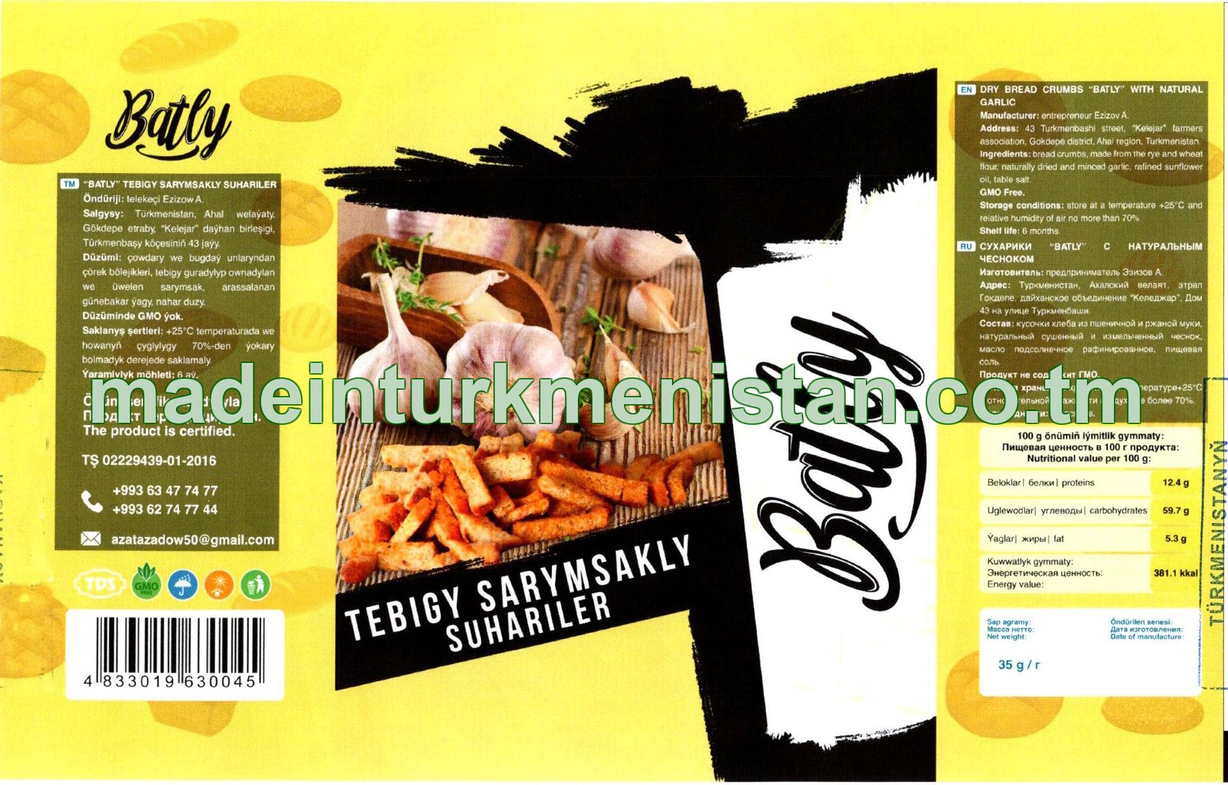 Tebigy sarymsakly suhariler