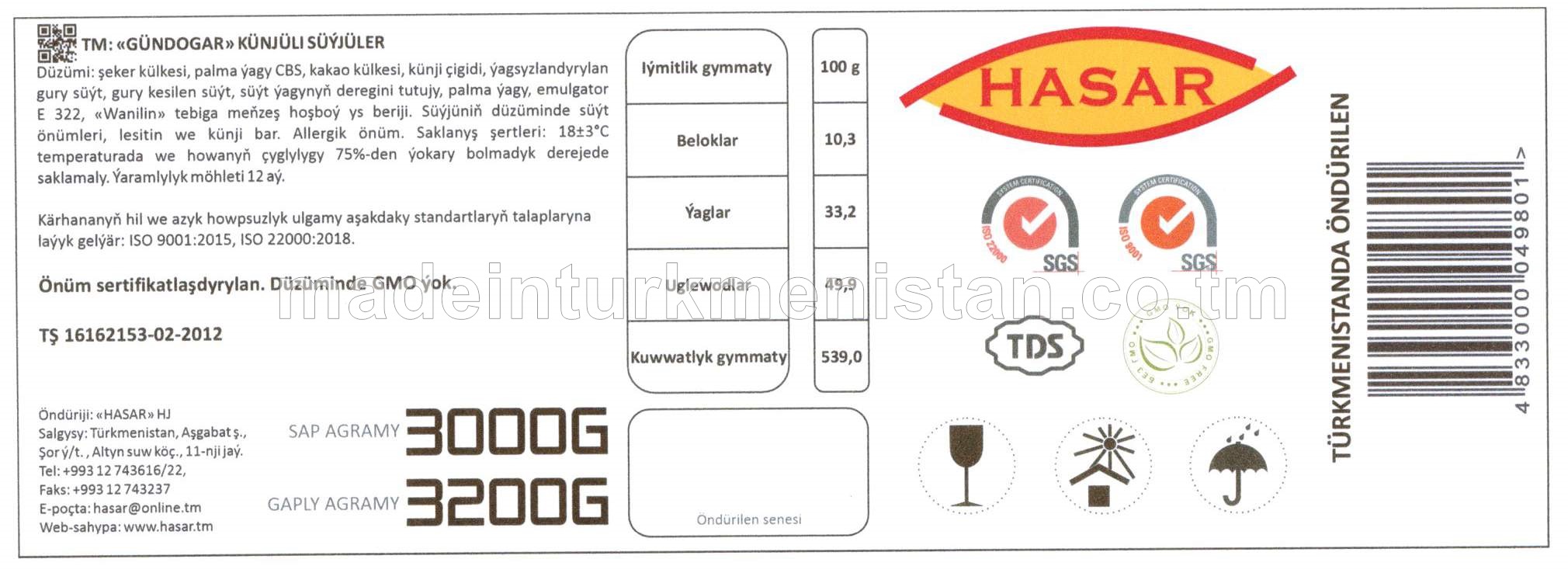 "Gündogar" künjüli süýjüler