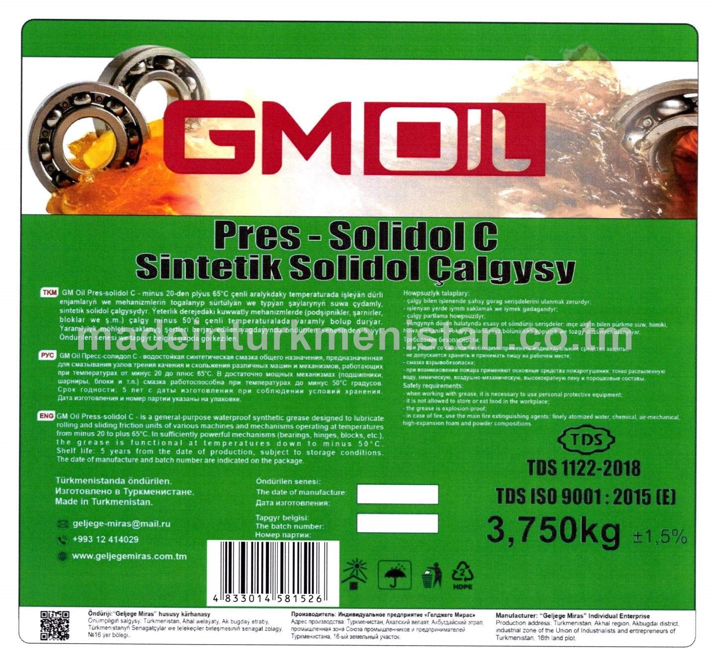 Pres-Solidol C Sintetik Solidol Çalgysy