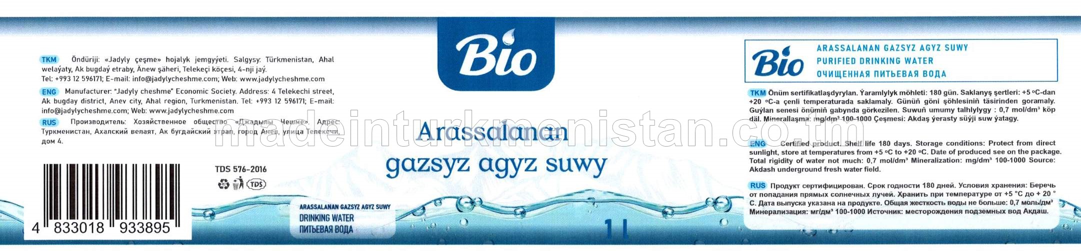 Arassalanan gazsyz agyz suwy