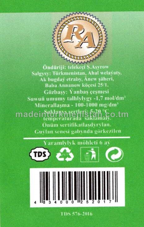 "RAHATLYK" arassalanan gazsyz agyz suwy