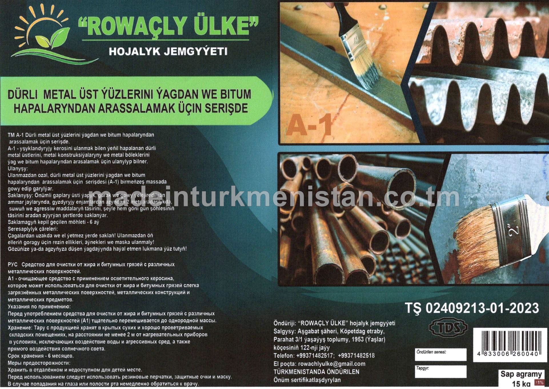 Dürli metal üst ýüzlerini ýagdan we bitum hapalaryndan arassalamak üçin serişde