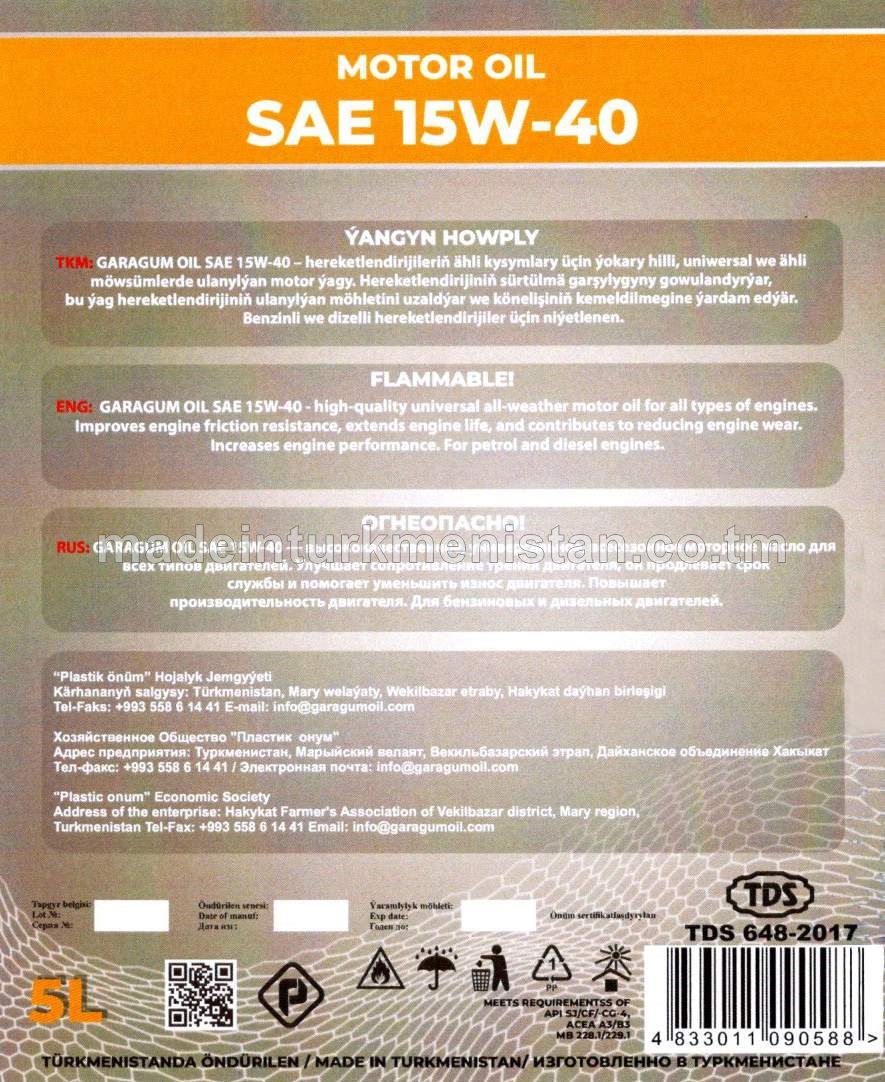 Motor ýagy SAE 15W-40